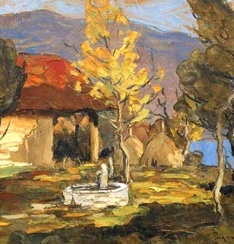 Tableau du peintre savoyard Lucien Poignant paysage